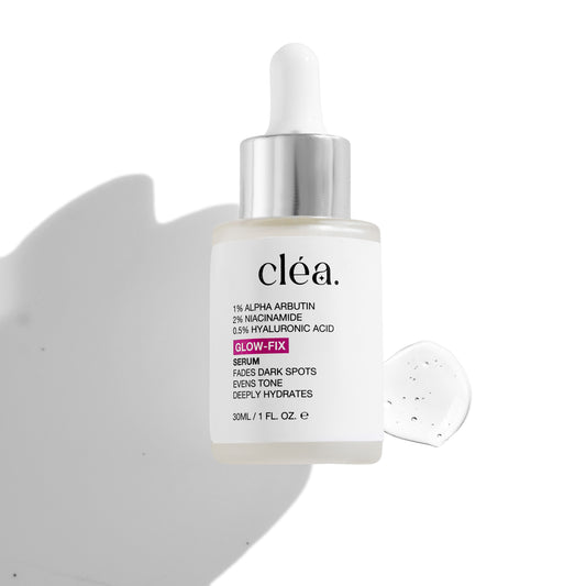 Clea brightening face serum Pakistan with glow-fix formula fading dark spots and hydrating skin