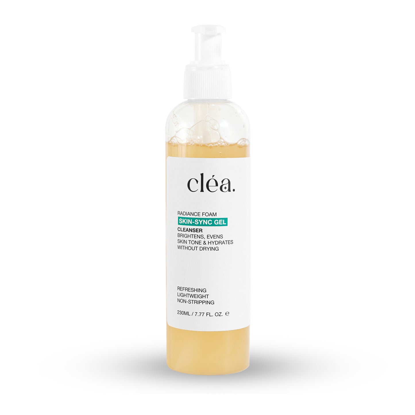 Clea Skin Sync Gel cleanser for glowing skin in a 230ml clear pump bottle